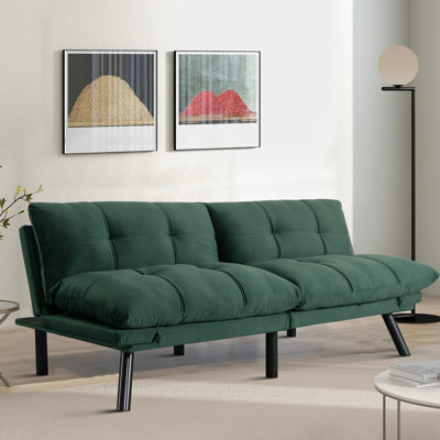 Kasy Modern style convertible sofa bed with adjustable backrest and metal legs, tufted upholstery for bedroom, living room