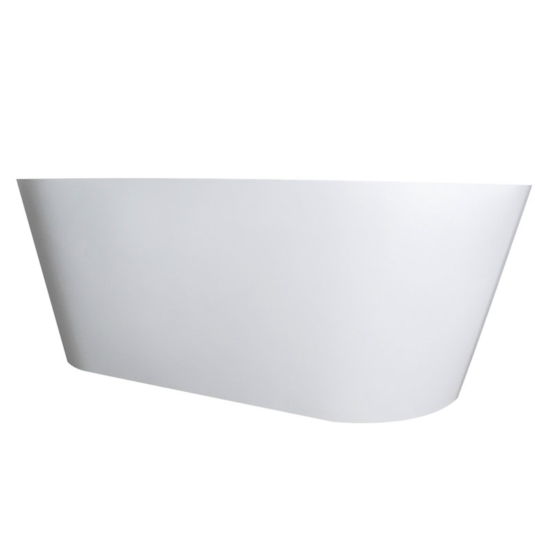 65 Inch Solid Surface Freestanding Oval Soaking Bathtub, Contemporary Style, Matte Finish For Small To Medium Hotel Bathroom Decor Bathtub With Design, Upgrades