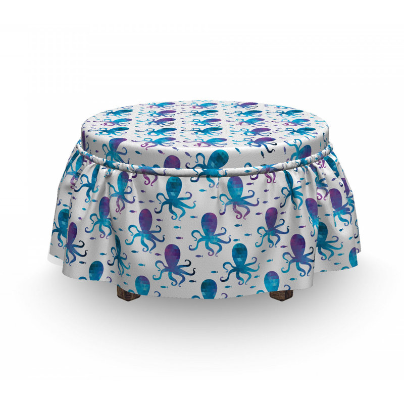Ensemble de housse pour repose-pieds à coussins carrés 2 pièces octopusal animal design