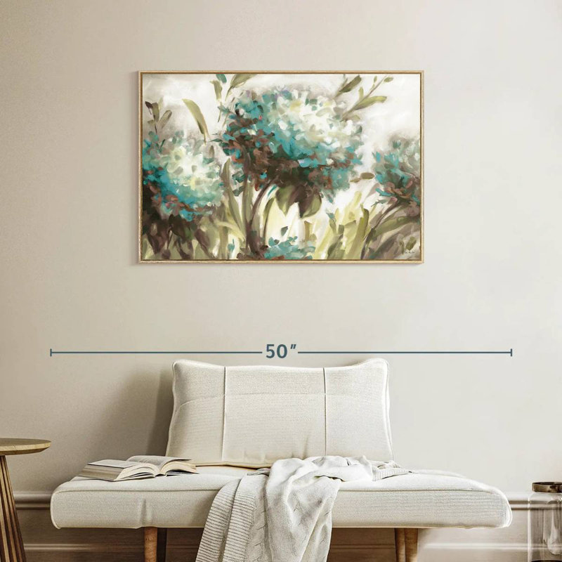 Hortensia champ neutre, Cadre flottant en bois naturel, 37 po x 25 po