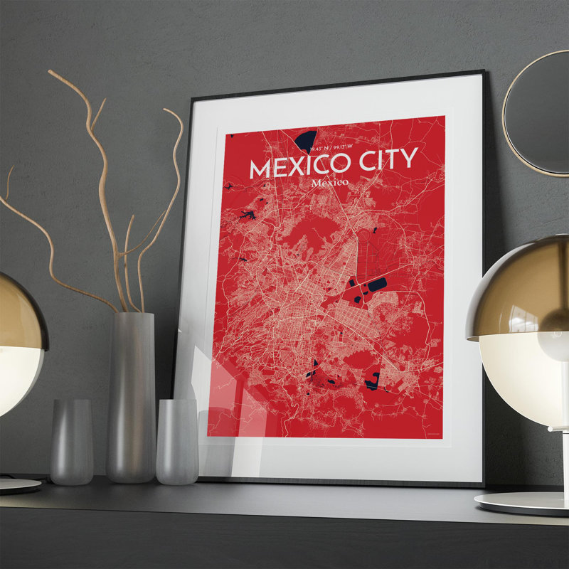 Mexico City Map in Nautical 1 Piece Wall Art, 27.6cm H x 19.7cm W x 0.05cm D