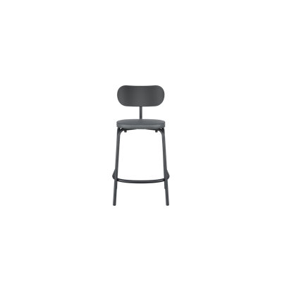 Tabouret de comptoir Khylia - noir graphite avec cuir écologique graphite
