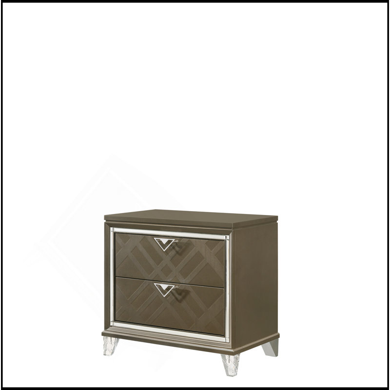 Table de chevet finition champagne foncé