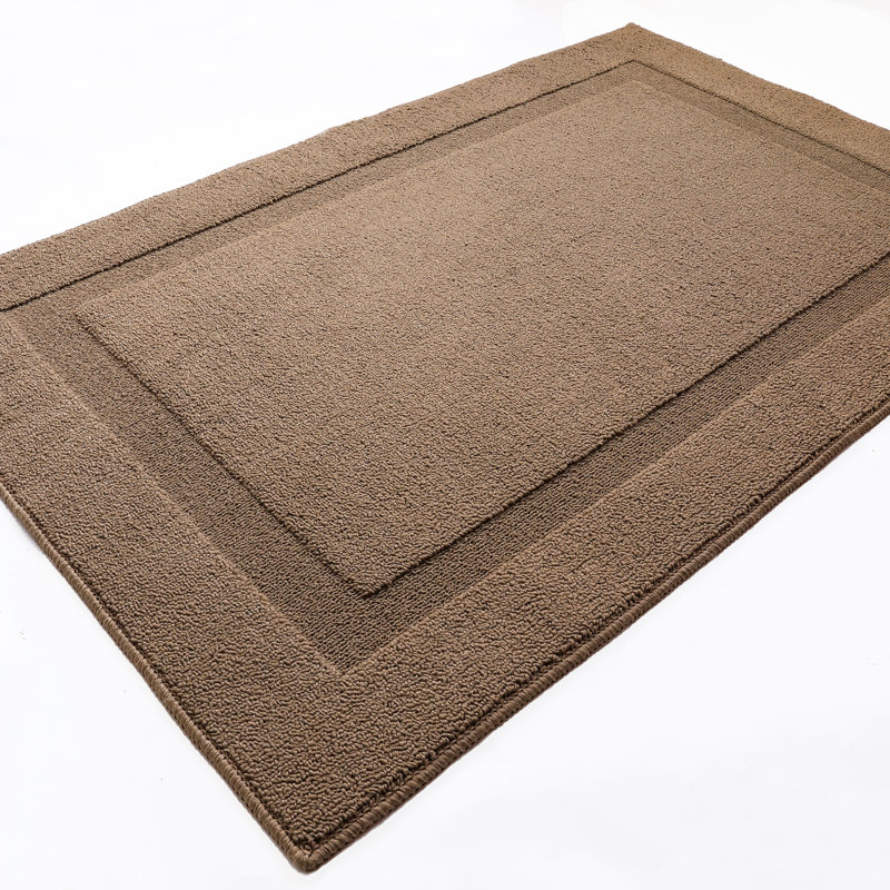 Geometrical Indoor Outdoor Doormat,Machine Washable Low Profile Non-Slip Rug for Front Back Door,Entry, 15" W x 24" L, Brown