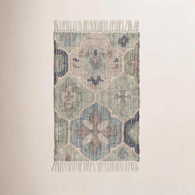 Pali Blue Handwoven Jute Rug, 2x3