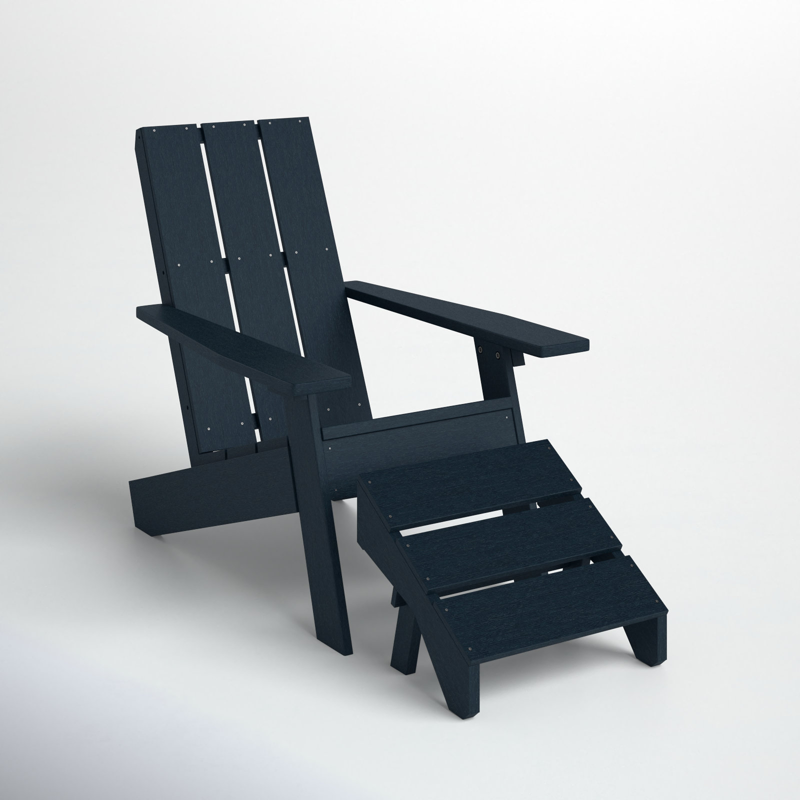 Byrnes Outdoor Adirondack Chair With Ottoman, Blue