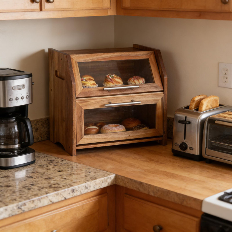 2 Layer Storage Box with Door Panels, Air Vents for Kitchen Countertop