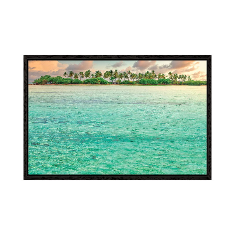 Paradise Sunset by Mark Paulda - Print on Canvas, 45.72cm H x 66.04cm W x 3.81cm D, Black Floater Framed