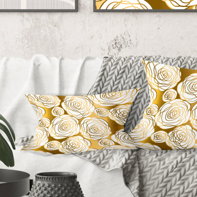 Coussin Golden Floral III - Mid-Century Modern