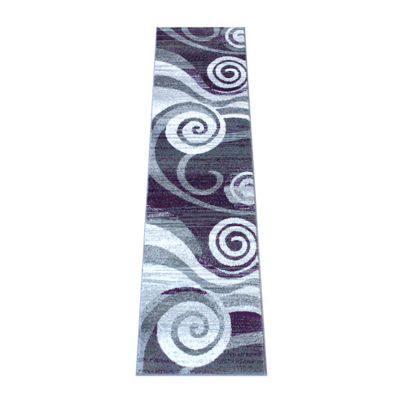Tapis à motif de tourbillon moderne Aliodja, Tapis de couloir 2 pi x 7 pi 3 po