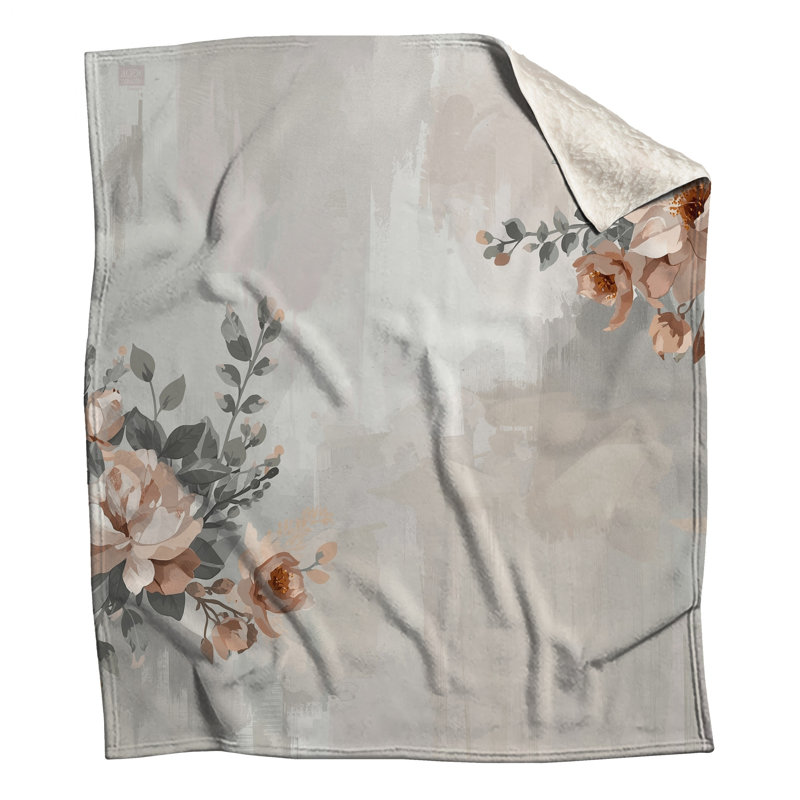 Couvertures à motif floral beige, L 50 po x H 60 po