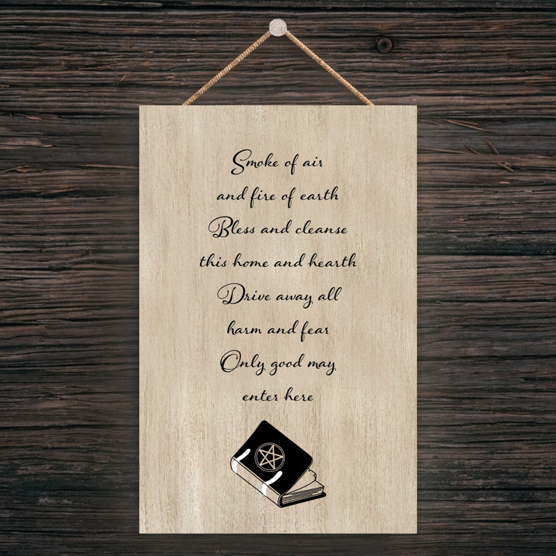 Witch Spell Wooden Plaque, 18.5cm H x 12cm W x 0.9cm D, Brown