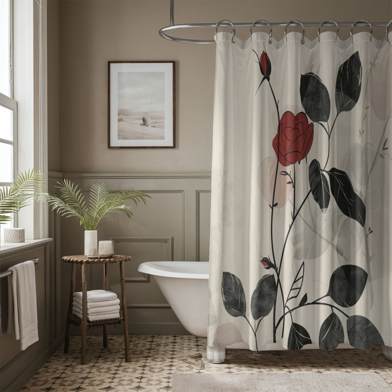 Rideau de douche standard 1 pièce Minimalist Rose, H 74 po x l 71 po
