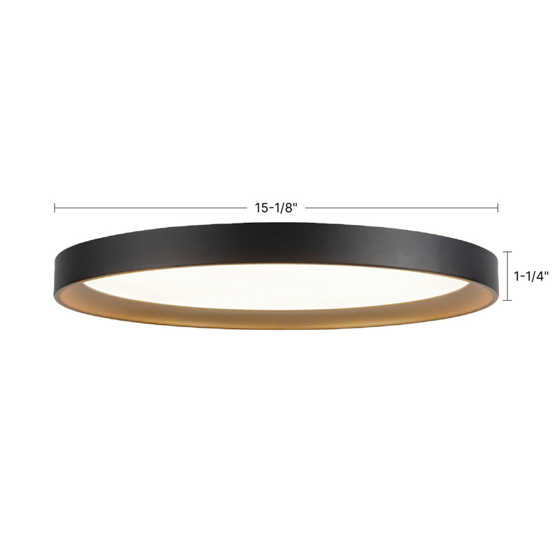 Nix 15-in Black dimmable LED Flush Mount, Matte Black/Gold