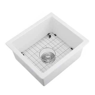 Évier de bar en quartz avec grille et crépine L 18 po x l 16 po Quartz