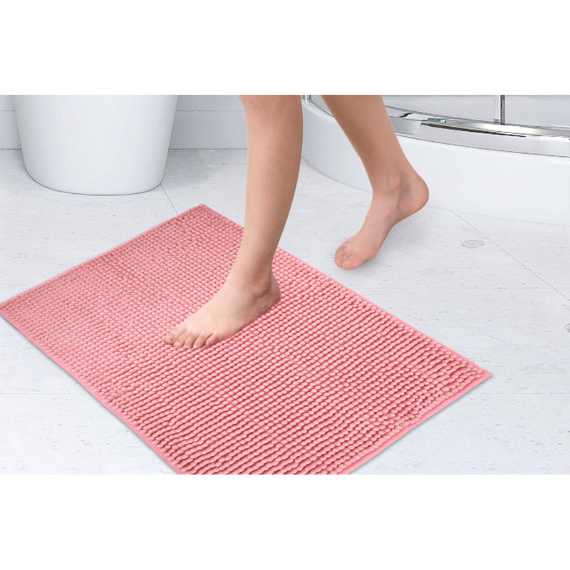 Heloise Non-Slip Bath Rug, 40cm W x 60cm L, Pink