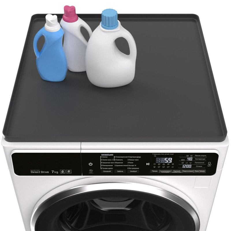 27”X 27" Pad For Top Of Washer Or Dryer Protector Rubber Mat For Washing Machine Accessories Non Slip Waterproof Washable (Black)