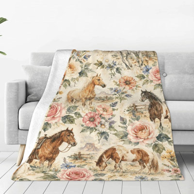 Couverture en flanelle Country Horse Roses Comfort Bed, 101,6 x 127 cm