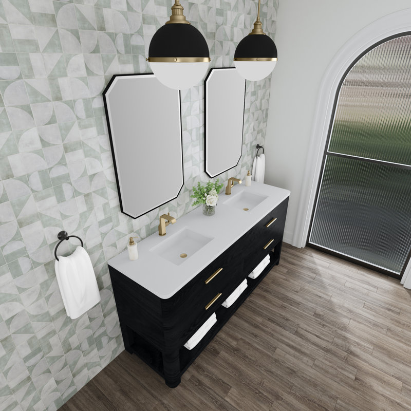 Lucian 72'' W Double Vanity, White Zeus, Single Hole