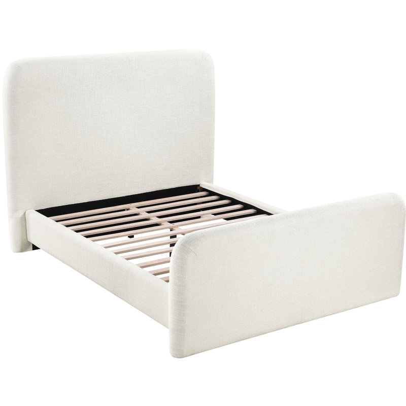 Lit tapissier en tissu texturé Fira Daliah, Cream Linen Textured Fabric, King