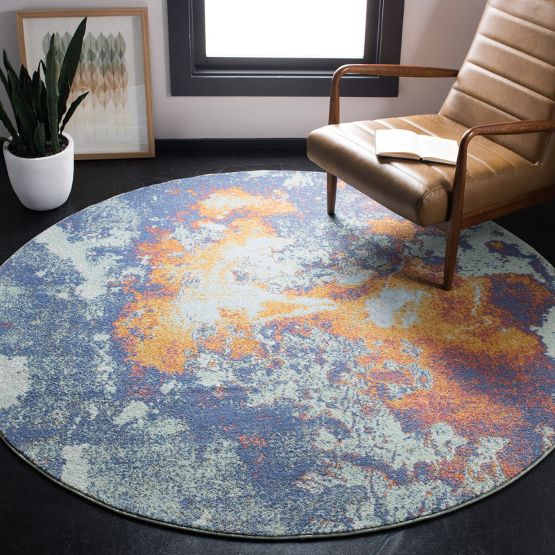 Christa Performance Abstract Rug, Round 6'7"