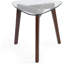 Table de bout de style Mid-Century moderne avec plateau en verre trempé et base en noyer massif