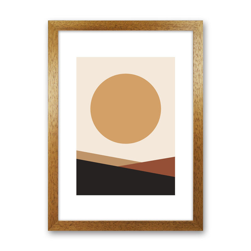 Mica Sand Big Sun N17 by Pixy Paper - Print, Oak Framed, 59.4cm H x 42cm W x 3cm D