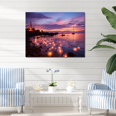 Coucher de soleil sur la plage florale II - art mural plage