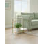 Glass End Table, Round Side Table with Metal Frame, for Living Room, Balcony, Bedroom, Gold Color