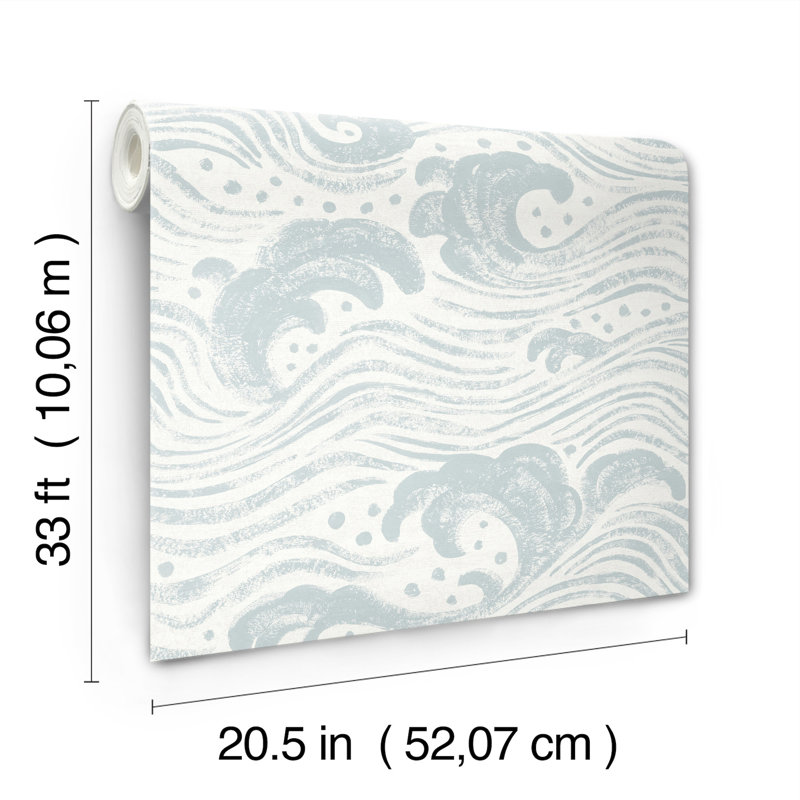 Swell Ocean Wave Wallpaper, Light Blue 