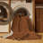 Machine Washable Solid Brown Area Rug-2020193807