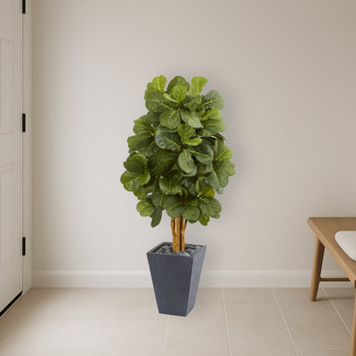 Fiddle Leaf Artificial Tree in Slate Planter