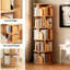 Bibliothèque rotative 5 niveaux 360 ° avec bord incurvé, déflecteur enveloppant et grand espace de rangement pour les petits espaces dans la chambre à coucher, le bureau, la base en bois double couche à affichage couleur, utilisation multifonctionnelle à bord stable