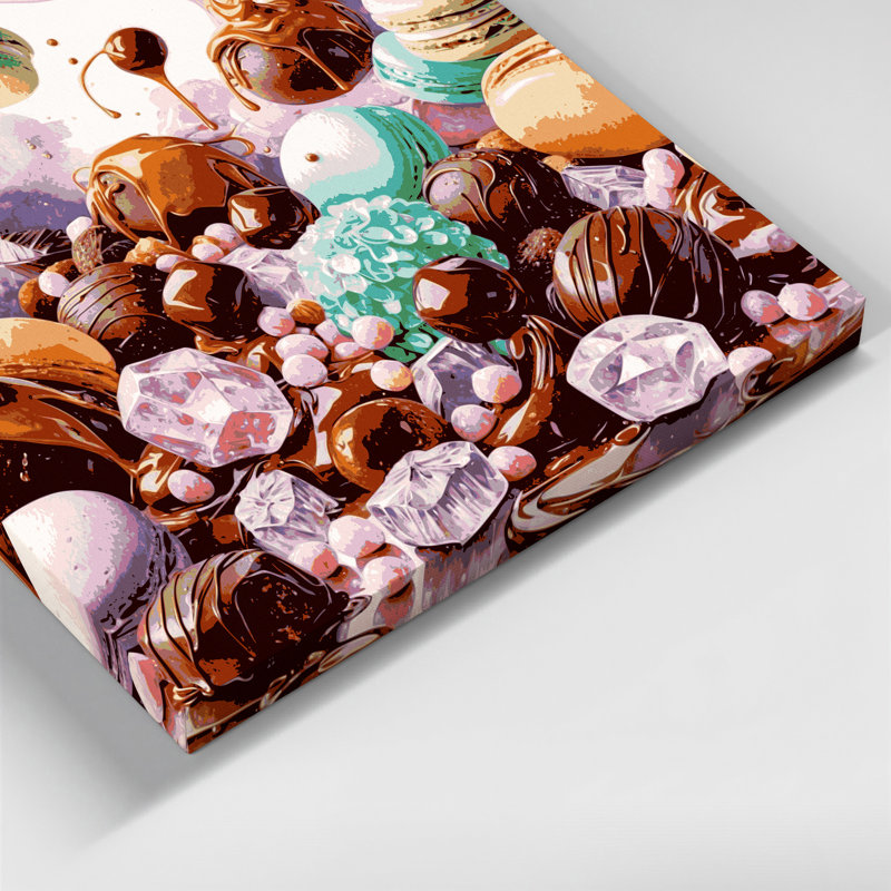 Art mural sur toile, Desserts bonbon et chocolat, H 8 po x l 8 po