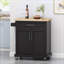 Chariot de cuisine moderne avec plateau en bois manufacturé, chariot de rangement avec tiroir-170497271