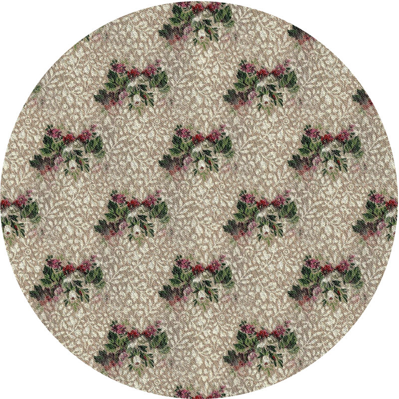 Tapis ivoire à motif floral Iga, Rond 6 pi