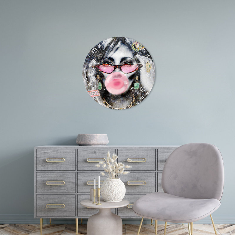 Always Such a Good Girl Fashion and Glam Round Acrylic Art by Oliver Gal, 12" H x 12" W