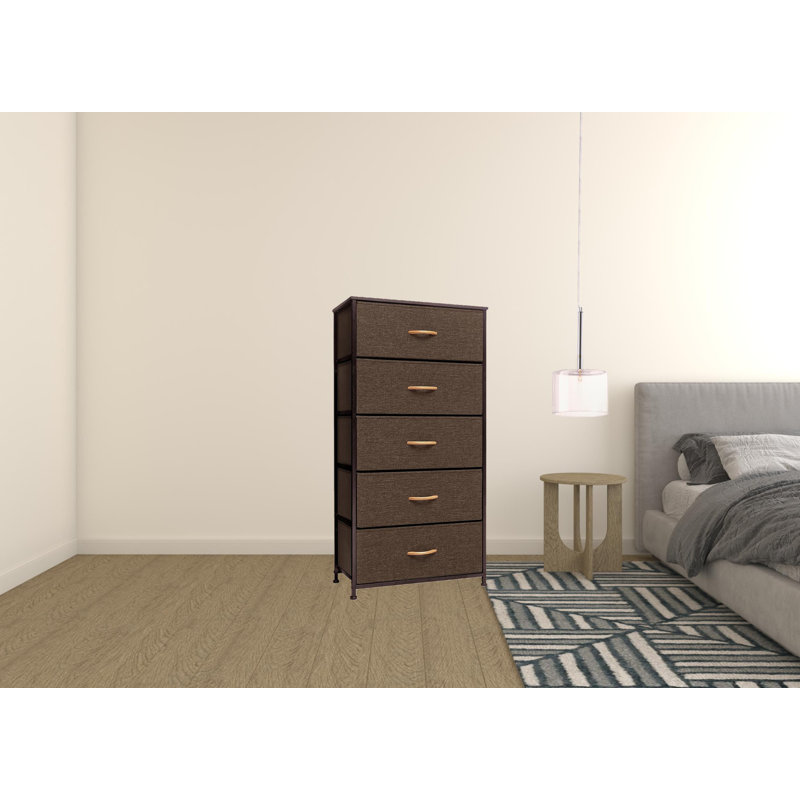 Commode 5 tiroirs l 23,2 po Willmert, Brun / noir