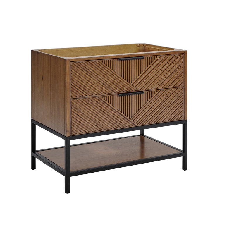 Diamond 36'' W Single Vanity, Matte Black, Walnut, White Quartz