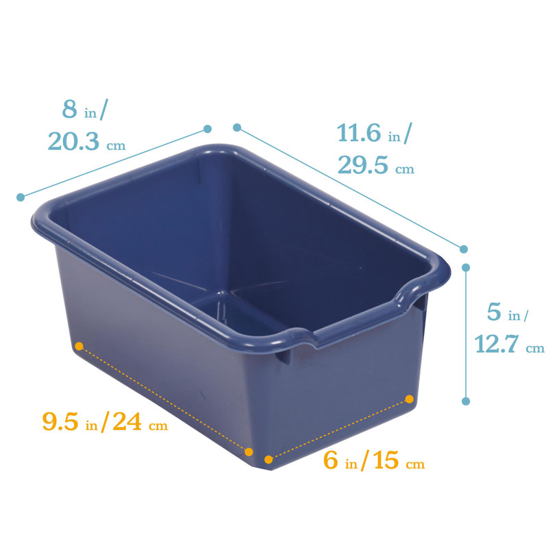 ECR4Kids Scoop Front Plastic Storage Bins, Multipurpose Organization, 20-Piece, Navy