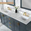 Plateau de meuble-lavabo double en pierre reconstituée avec lavabo 73 po Ceres