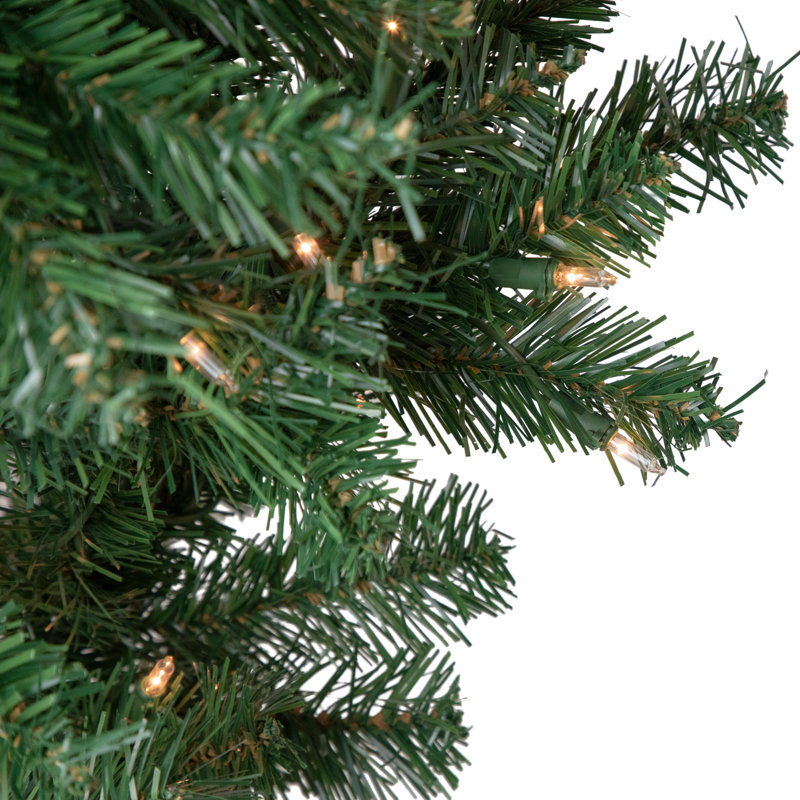 Arbre de Noël artificiel vert pré-éclairé à l'envers avec lumières claires, 7.5'