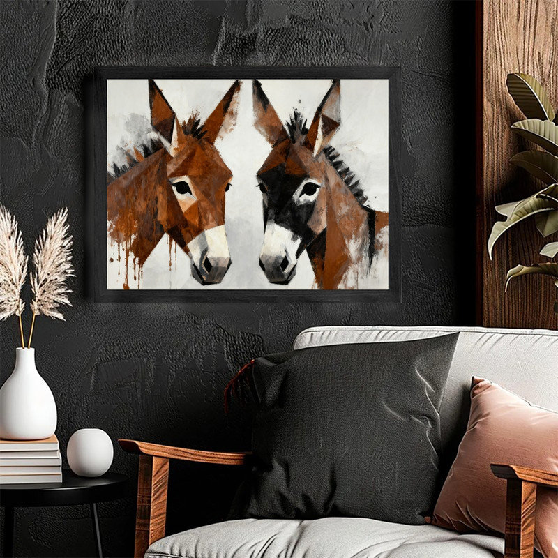 Art encadré noir, portrait d'un animal rustique chaleureux, reproduction d'art encadrée, H 9 po x l 11 po