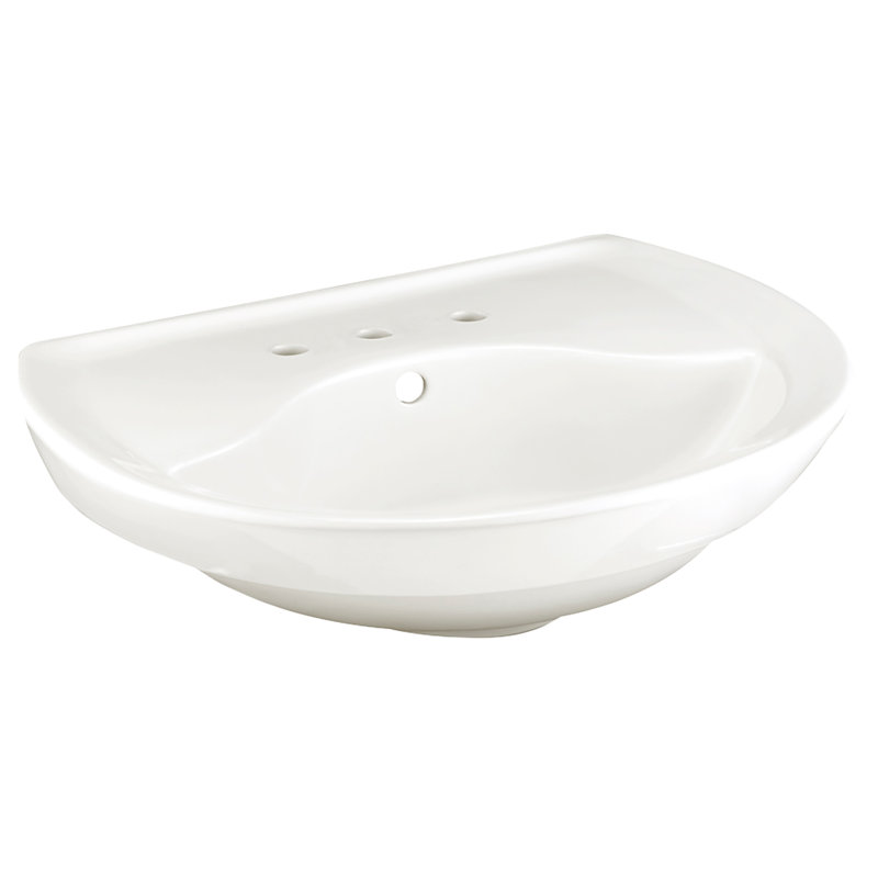 White Ceramic 24.5'' U-Shaped Bathroom Sink