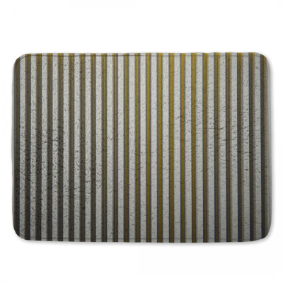 Vertical Yellow Stripes Bath Mat