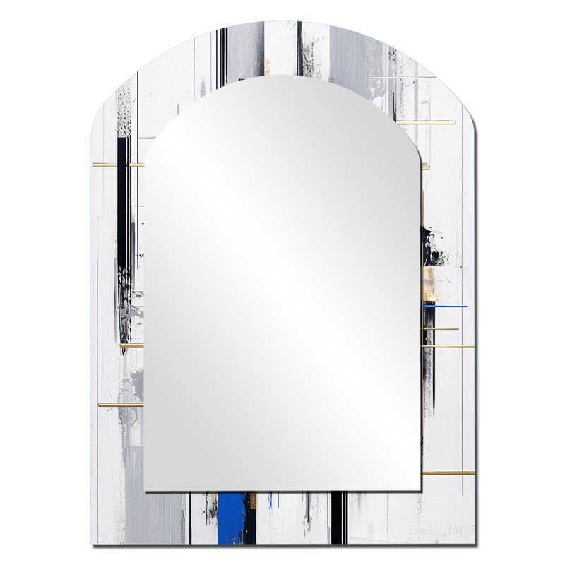 Miroir mural Blue Gold Bold Stripes II, 34 po x 25 po