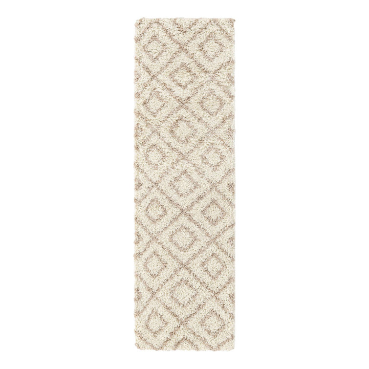 Tapis à poils longs treillis beige Rugs.com