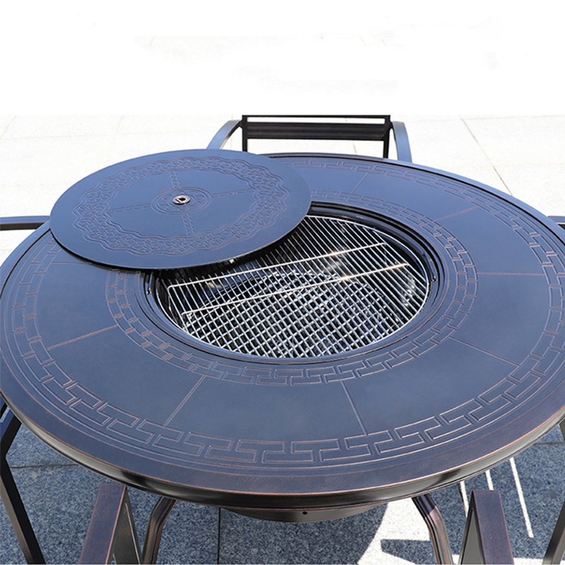 Outdoor charcoal-grilled dining set