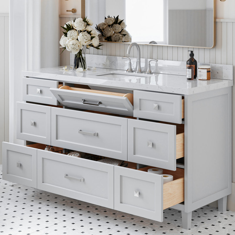 Base de meuble-lavabo simple 60 po ARIEL Monreau, Gris