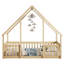 Lit double en bois en forme de maison avec clôture et garde-corps Sailvan-10399904